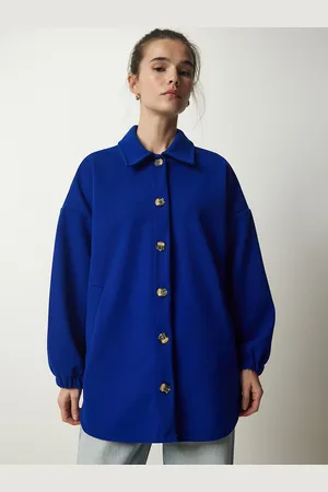Happiness istanbul Women Solid Spread Collar Jacket