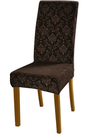 HOKIPO Brown Embossed Velvet 200 GSM Stretchable Chair Cover
