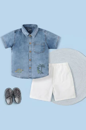 Nauti Nati Boys Embroidered Pure Cotton Shirt with Shorts