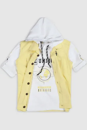 CAVIO Boys Colourblocked Lightweight Denim Jacket with Embroidered