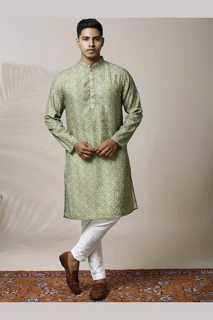 BE DESI Floral Printed Gotta Patti Mandarin Collar Straight Kurta with Pyjamas