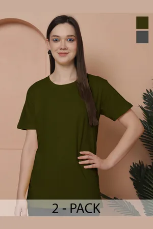 Friskers Women Pack Of 2 Solid Pure Cotton Oversized T-shirts