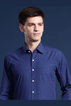 HANCOCK Men Self Design Pure Cotton Slim Fit Formal Shirt