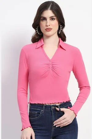 MADAME Women Solid Shirt Collar Top