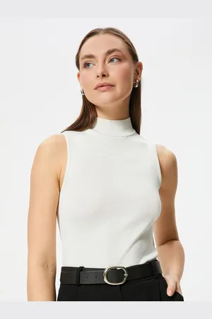 Koton Women Solid High Neck Polyester Top