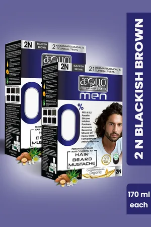 Aequo Organic Men Set of 2 Organic Hair Color Kit 170 ml Each - Soft Black 2N