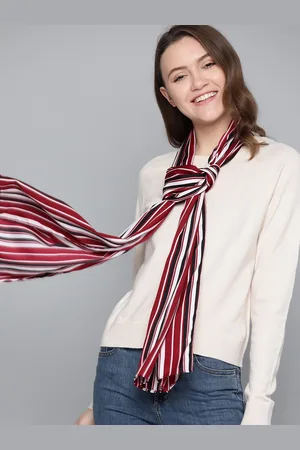 Mast & Harbour Women Maroon & White Striped Stole