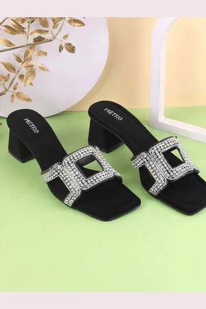 Metro Stone Embellished Block Mules