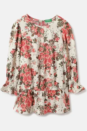 Benetton Girls Bell Sleeve Floral Dress