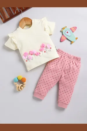 Moms Love Infant Girls Pure Cotton Top & Joggers