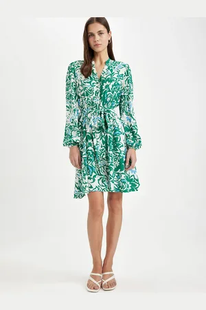 DeFacto Women Floral Cuffed Sleeves Fit & Flare Dress