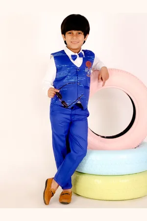 BAESD Boys Printed Single-Breasted 3 Piece Suit Set