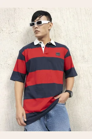 Hubberholme Men Colourblocked Polo Collar Cotton Oversized T-shirt
