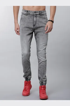 LocoMotive Men Grey Jogger Mid-Rise Clean Look Stretchable Joggers