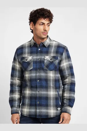 Being Human Men Checked Longline Tailored Jacket with Embroidered