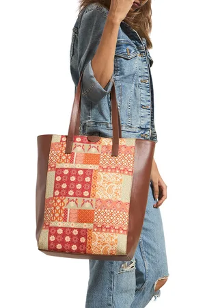 TEAL Printed Oversized Shopper Handheld Bag with Tasselled