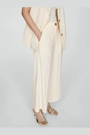 MANGO Women Flared Pleated Trousers