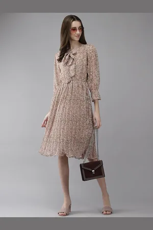 BAESD Women Floral Puff Sleeve Printed Fit & Flare Dress