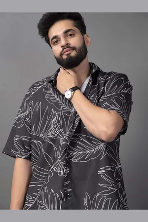 Brown brothers Unisex Spread Collar Floral Printed Cotton Oversized Casual Shirt