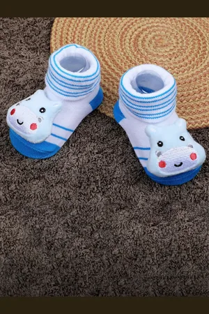 Baby Moo Infants Applique Embellished Soft And Comfortable Anti-Slip Cotton Socks Booties