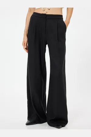 Koton Women Mid-Rise Loose Fit Wide Leg Trousers