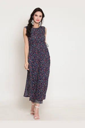 Sera Floral Printed Sleeveless High Slit Pure Cotton A Line Kurta with Palazzos