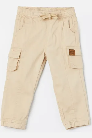Lifestyle Boys Cotton Mid-Rise Flat-Front Cargo Trousers