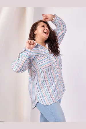 BAESD Women Standard Spread Collar Striped Casual Shirt