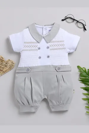 Moms Love Infant Boys Pure Cotton Colourblocked Rompers