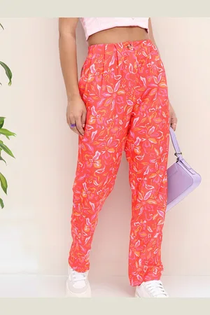 DressBerry Women Elegant Blossom Printed Pleated Trousers