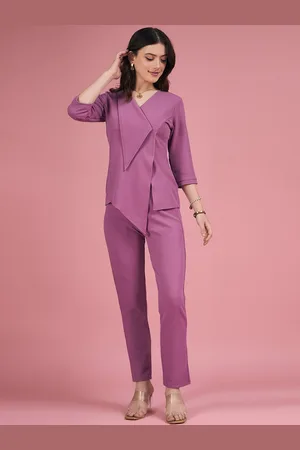 DressBerry Mauve V-Neck Top & Trouser Co-Ord Set