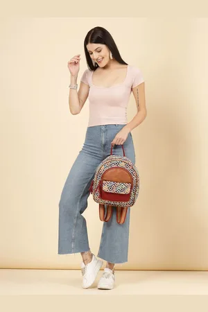 Anekaant Tribal Diamond Jacquard Cotton & Vegan Leather Backpack