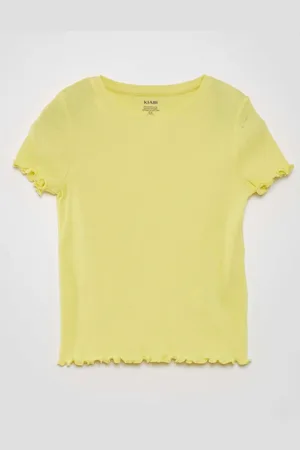 KIABI Girls Solid Extended Sleeves Round Neck T-shirt