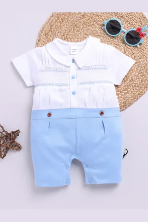 Moms Love Infant Boys Peter Pan Collar Pure Cotton Romper