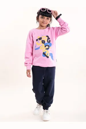 KiddoPanti Girls Printed Long Sleeves Sweatshirt & Joggers