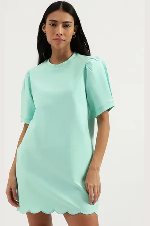 Benetton Puff Sleeve A-Line Mini Dress