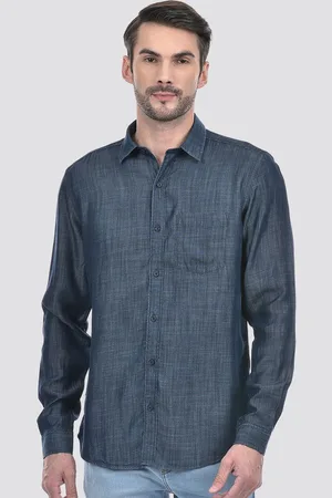 NUMERO UNO Men Spread Collar Solid Cotton Slim Fit Casual Shirt