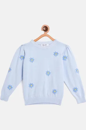 JWAAQ Girls Floral Pullover with Embroidered Detail