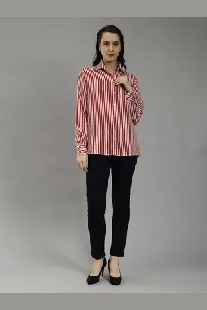 ENTELLUS Women Classic Striped Slim Fit Casual Shirt