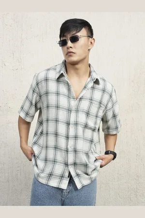 Hubberholme Men Standard Spread Collar Checked Cotton Oversized Casual Shirt