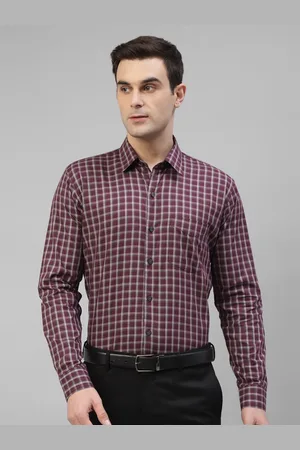HANCOCK Men New Spread Collar Tartan Checked Cotton Slim Fit Formal Shirt