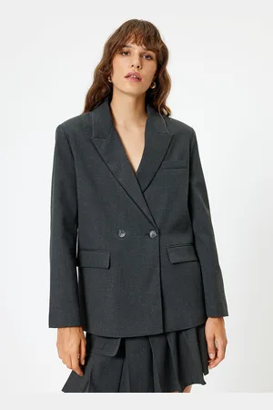 Koton Women Longline Tailored Jacket with Patchwork