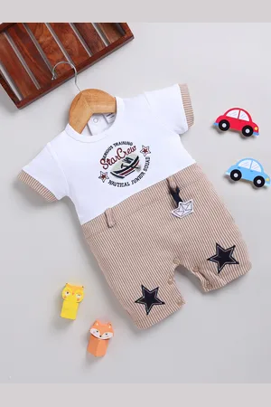 Moms Love Infant Boys Pure Cotton Colourblocked Rompers