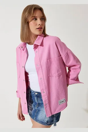 Happiness istanbul Women Solid Longline Pure Cotton Denim Jacket