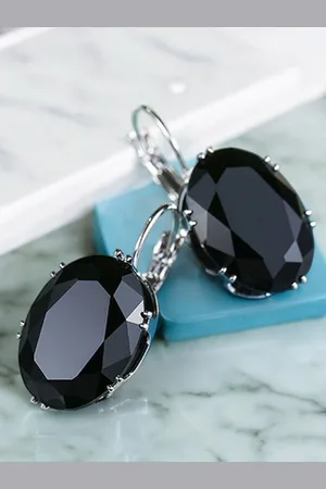 FÁBULA Cubic Zirconia Studded Oval Hoop Earrings