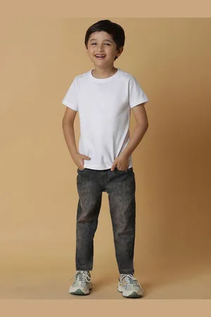 TALES & STORIES Boys Slim Fit Heavy Fade Stretchable Jeans