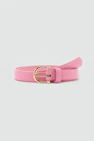 MANGO Women Croc Textured Belt