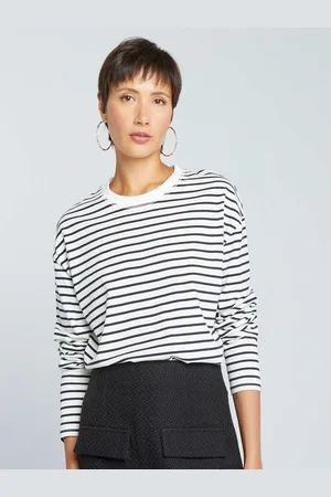 KIABI Women Striped Drop-Shoulder Sleeves T-shirt