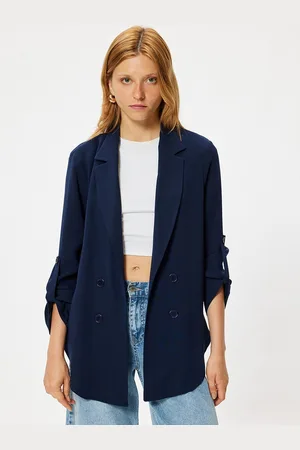 Koton Women Solid Lapel Collar Longline Jacket