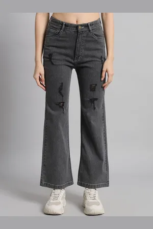 Guti Women Flared High-Rise Mildly Distressed Stretchable Jeans